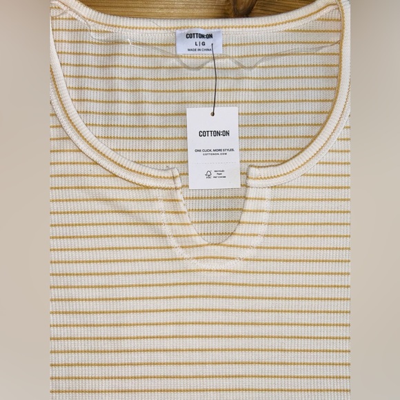 NEW Cotton On Willa Waffle Long Sleeve Top Women’s Henley Size Large NWT - Picture 8 of 16